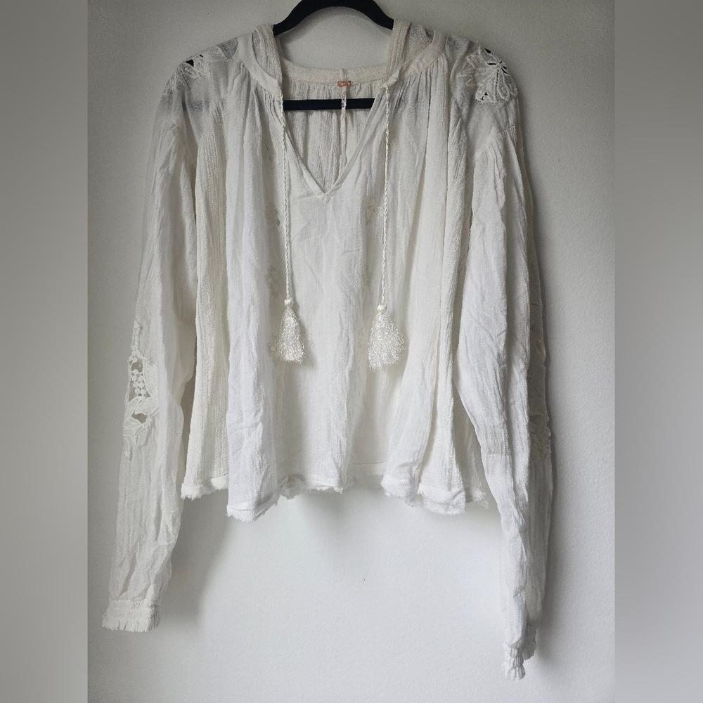 Free People White Boho Blouse